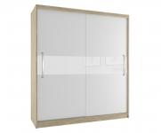 Veľká šatníková skriňa CRAFTON 133 cm s posuvnými dverami DUB SONOMA/MAT/BIELY LESK